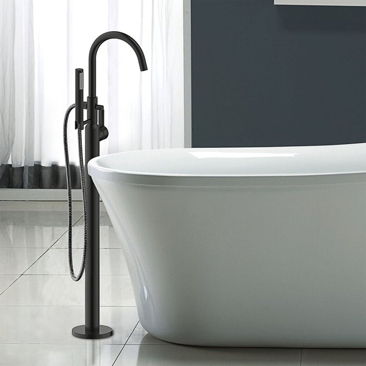 Ultra Faucets Euro Single Handle Floor Mounted Freestanding Tub Filler
